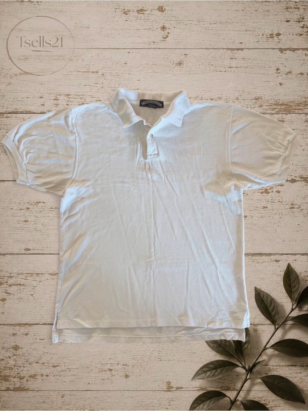 Thornton Bay Vintage 90s Solid White Polo Shirt - Size M